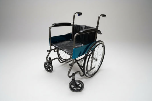 SILLA DE RUEDAS ESTANDAR REPOSABRAZOS Y PIES FIJOS COLOR NEGRA