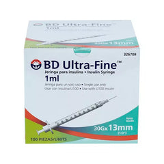 JERINGA PARA INSULINA DE 1 ml CON AGUJA FIJA DE 30 X 1/2 (13mm)