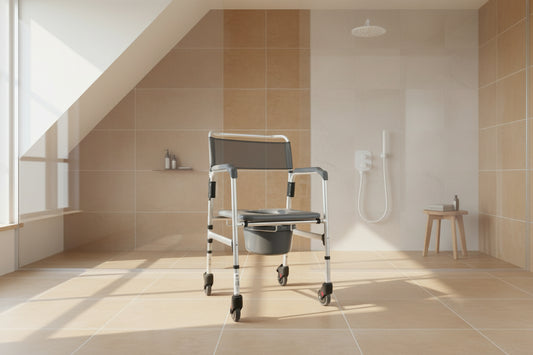 COMODO SANITARIO EN ALUMINIO CON RUEDAS KONFORT PLUS